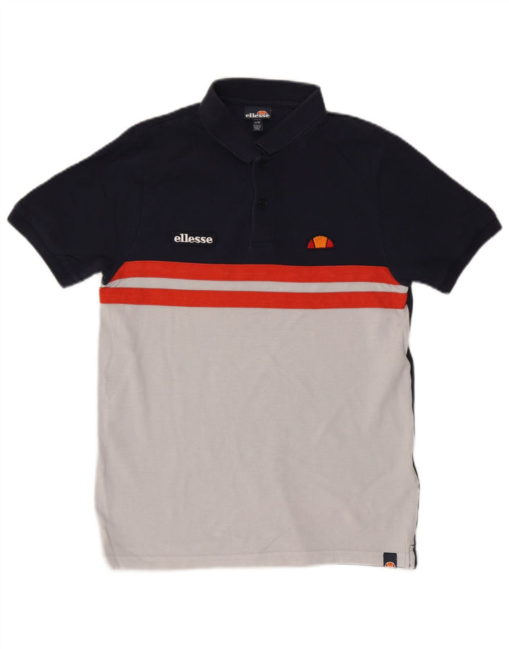 Ellesse Herre Polo Shirt Medium Navy Blue Colourblock Bomuld