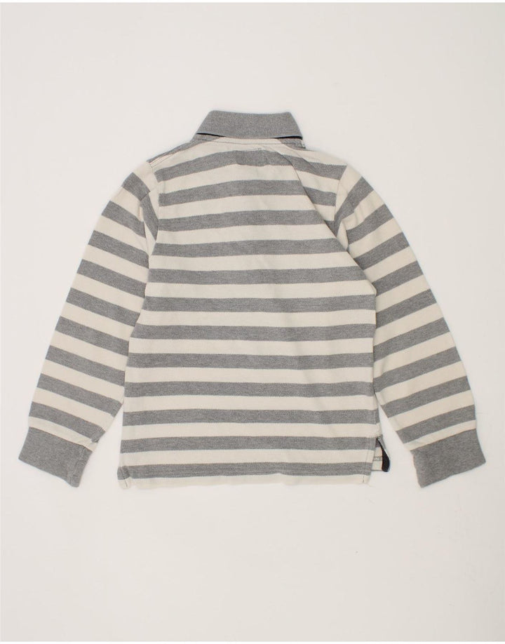 JOY Boys Long Sleeve Polo Shirt 5-6 Years Grey Striped Vintage Joy and Second-Hand Joy from Messina Hembry 