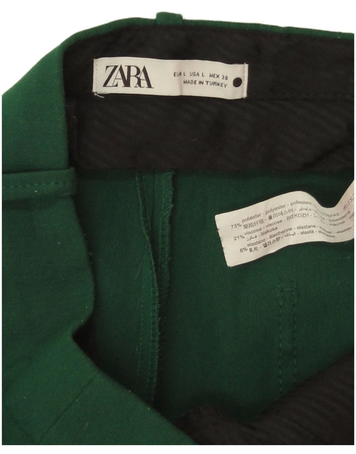 Zara Womens Straight Cropped Trousers Large W30 L24 Green Polyester