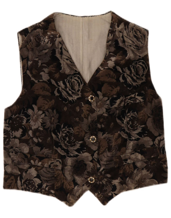 Vintage damevest UK 12 Medium Brown Floral