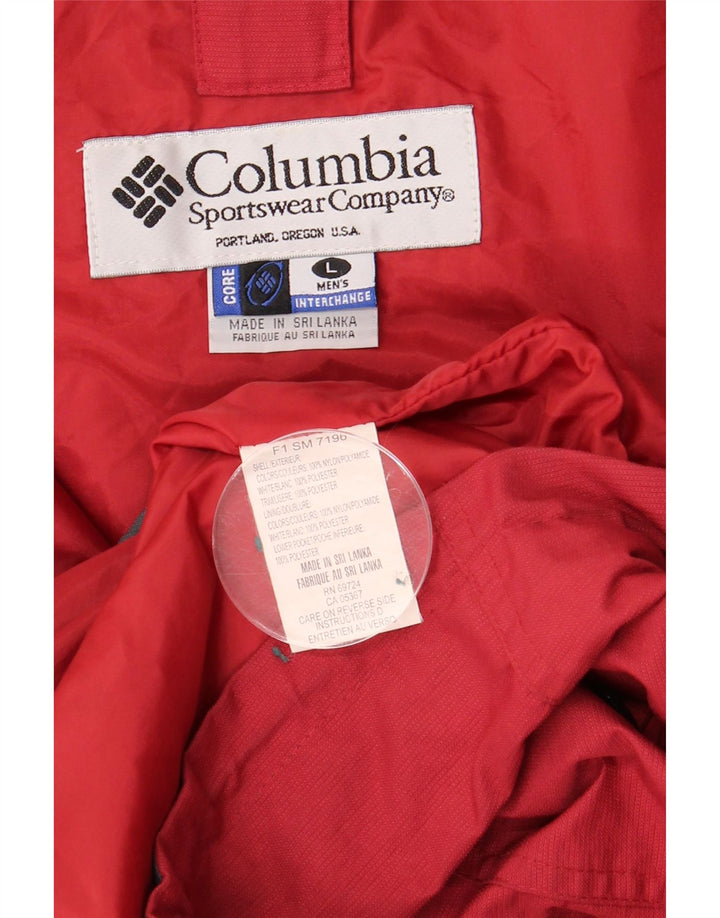 COLUMBIA Herre Loose Fit Windbreaker Jacket UK 40 Large Red Colourblock