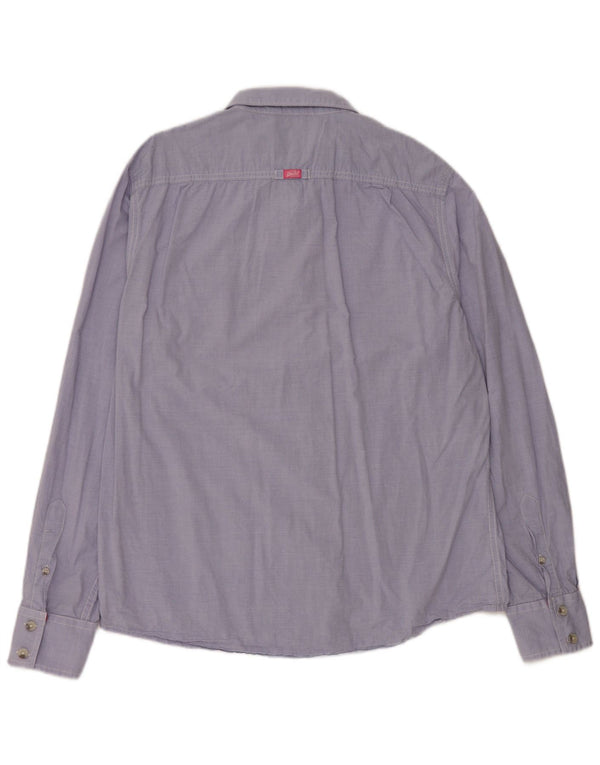 SUPERDRY herreskjorte 2XL blå nålestribet bomuld