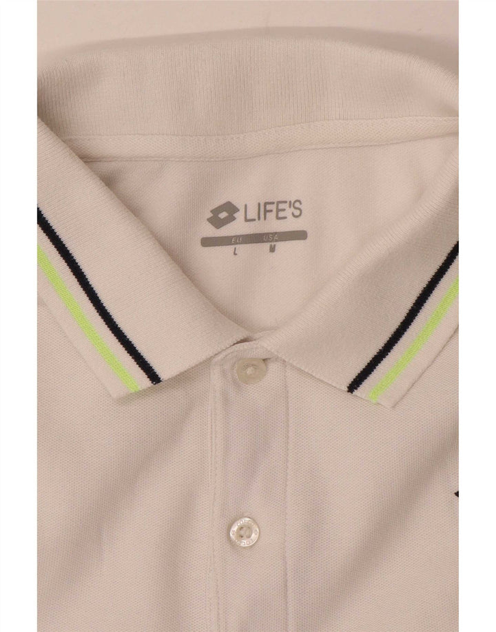 Lotto Herre Polo Shirt Medium Hvid Stribet