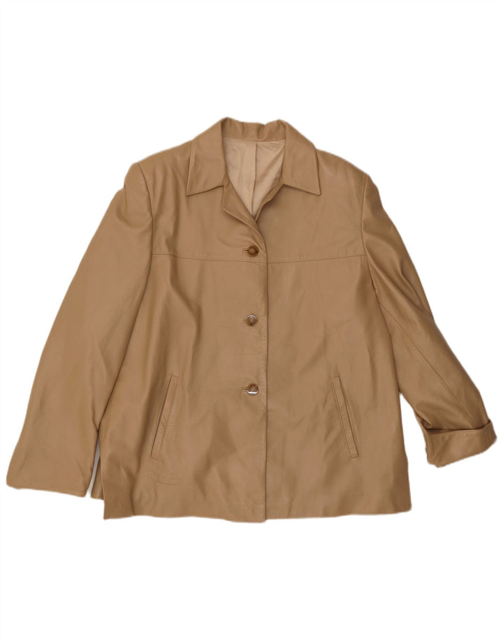 Vintage læderjakke til kvinder UK 16 Large Beige