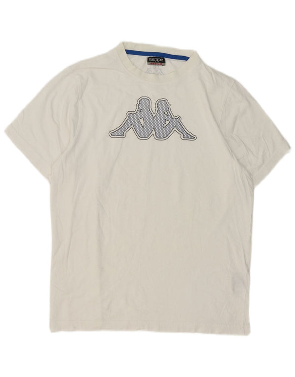 Kappa Herre Grafisk T-Shirt Top Medium Hvid Bomuld