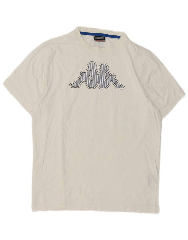 Kappa Herre Grafisk T-Shirt Top Medium Hvid Bomuld