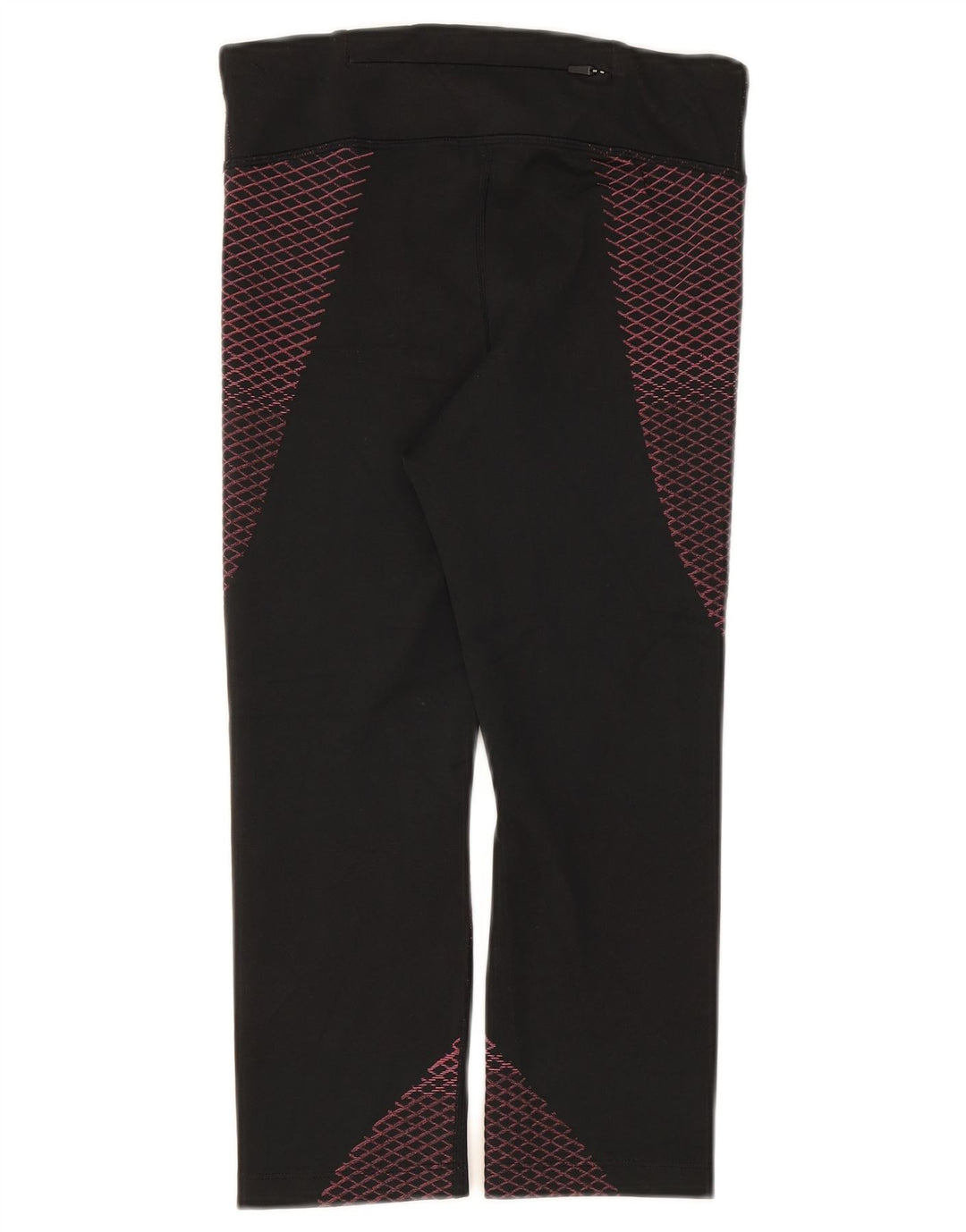 Nike Dame Dri Fit Capri Leggings UK 8 Small Black Geometric Polyester