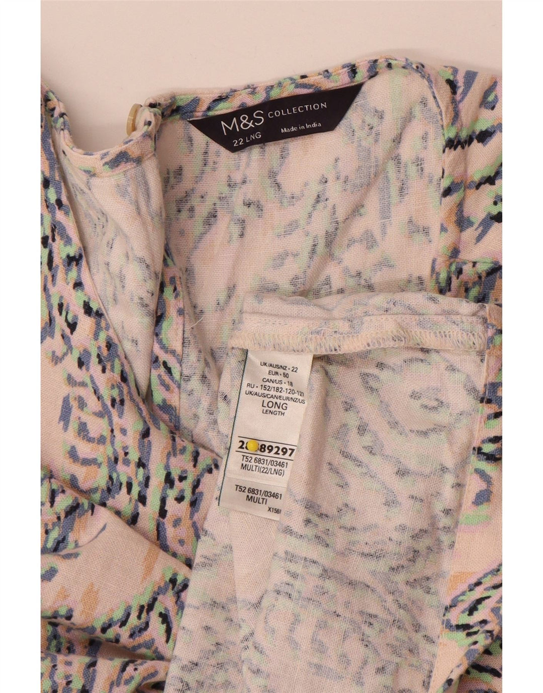Marks & Spencer Dame Ærmeløs Shift Dress UK 22 3XL Flerfarvet Ikat
