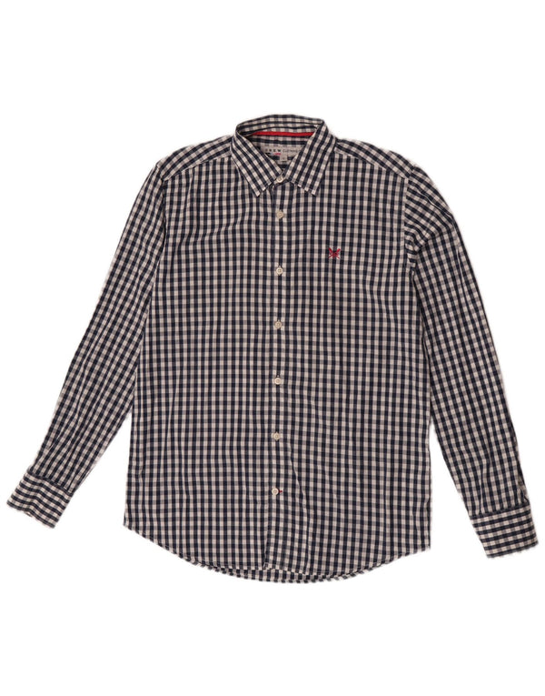 Crew Clothing Mens Classic Fit Shirt Small Navy Blue Gingham Cotton