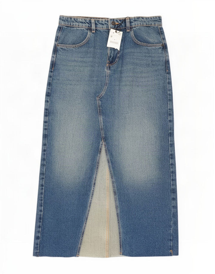 Zara Dame Maxi Denim Nederdel Medium W28 Blå Bomuld