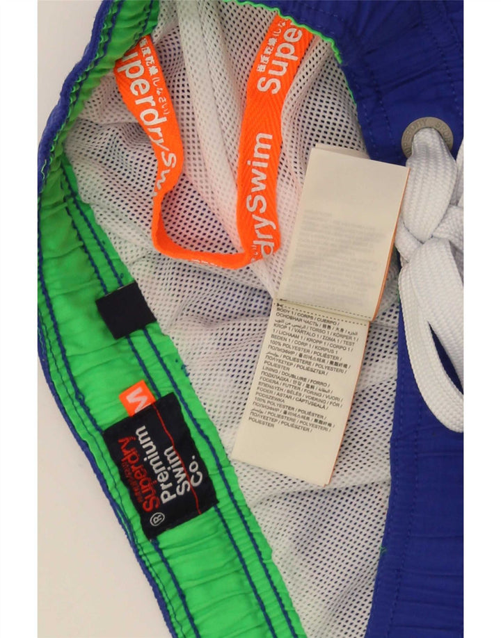 Superdry grafiske badeshorts til mænd mellemblå polyester