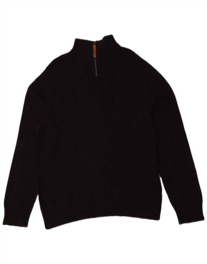 Fat Face Herre Zip Neck Jumper Sweater Medium Sort Bomuld