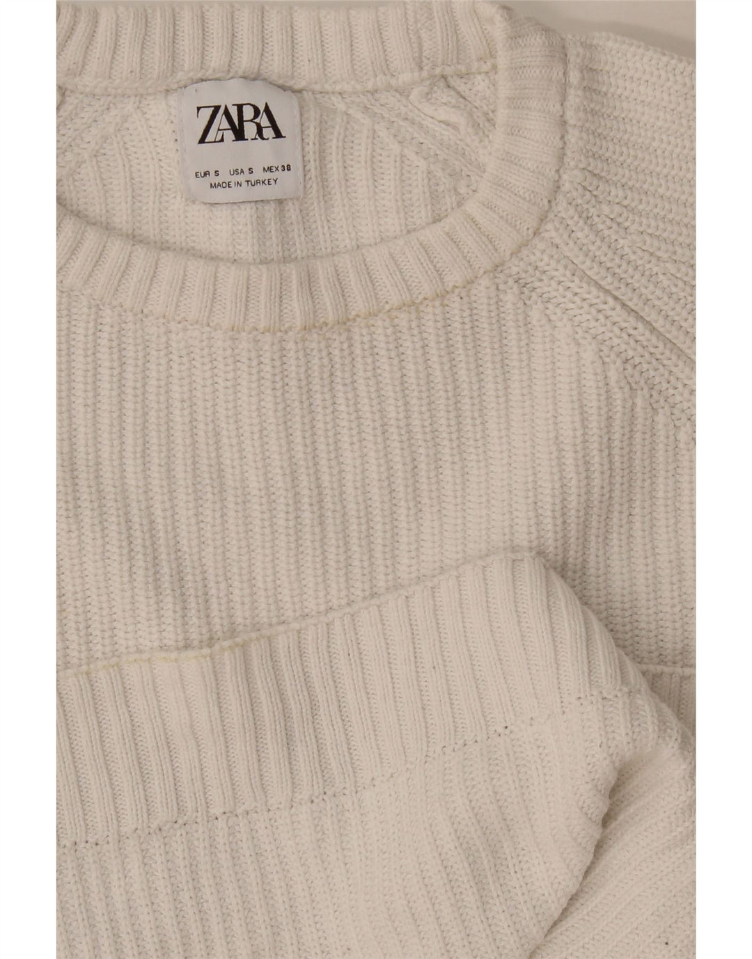 Zara Herre sweater med rund hals, lille hvid
