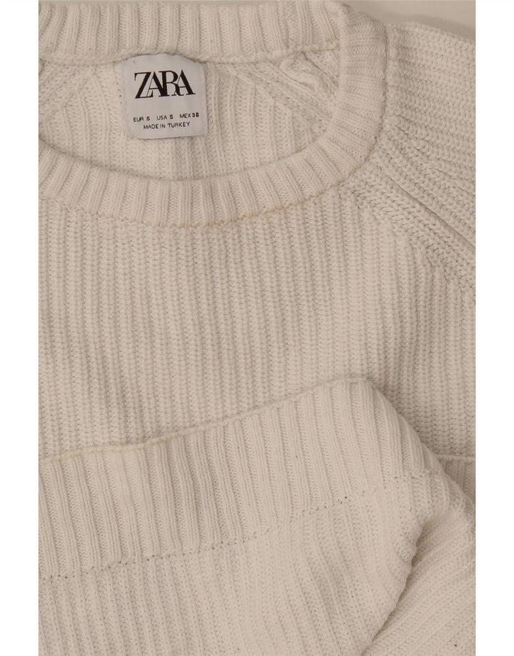 Zara Herre sweater med rund hals, lille hvid