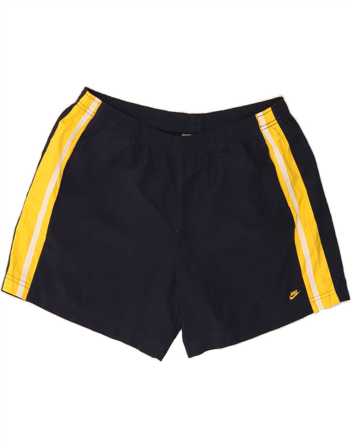 NIKE Womens Sport Shorts US 16/18 XL Navy Blue Colourblock Polyester Vintage Nike and Second-Hand Nike from Messina Hembry 