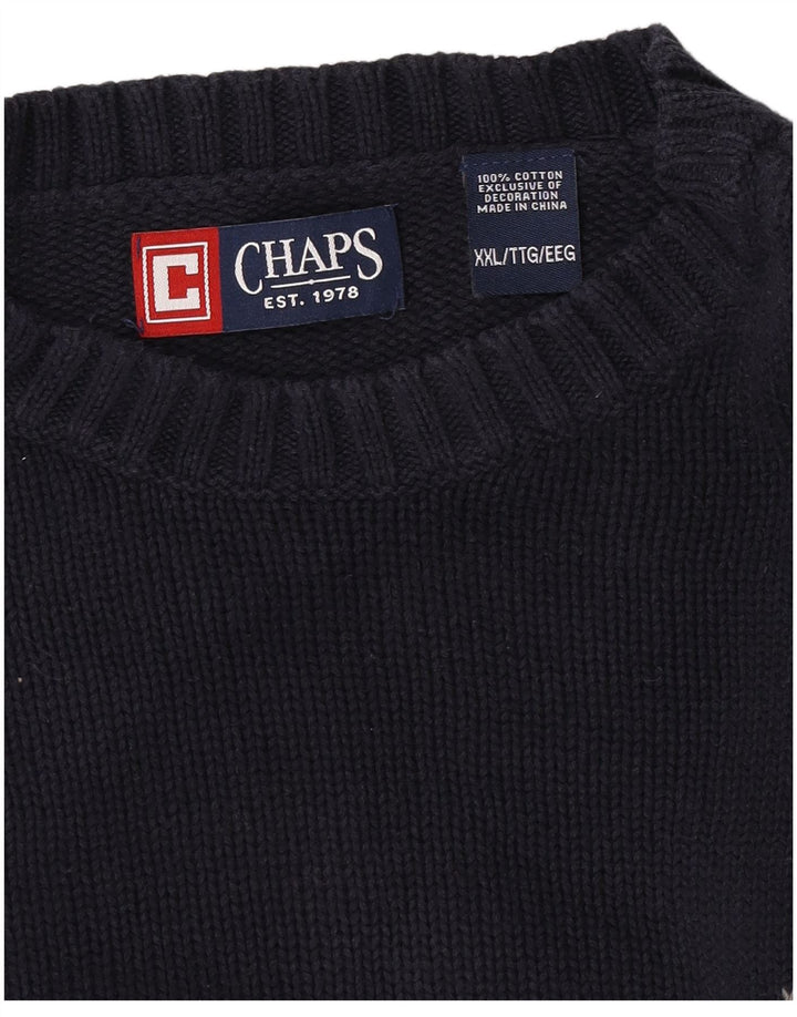 Chaps Herre rund hals sweater 2XL marineblå bomuld