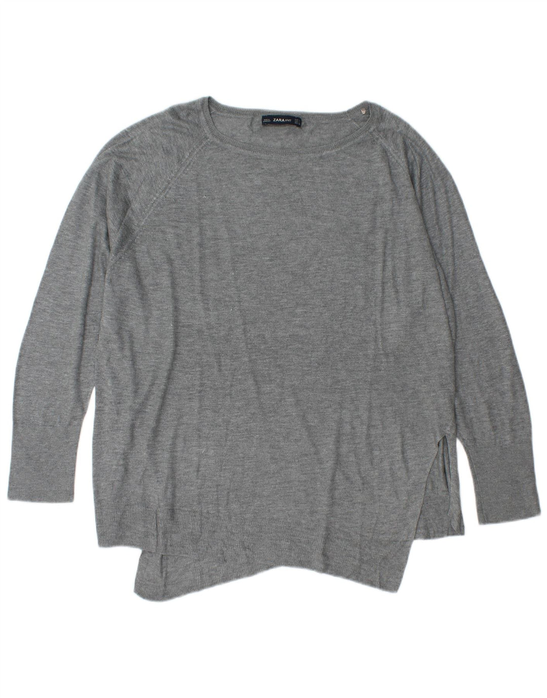 Zara Dame Oversized Boat Neck Jumper Sweater UK 16 Large Grey