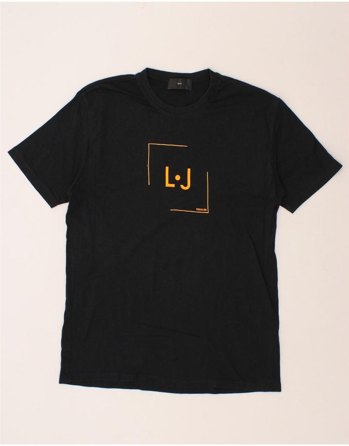 LIU JO Mens Graphic T-Shirt Top XL Black Cotton Vintage Liu Jo and Second-Hand Liu Jo from Messina Hembry 