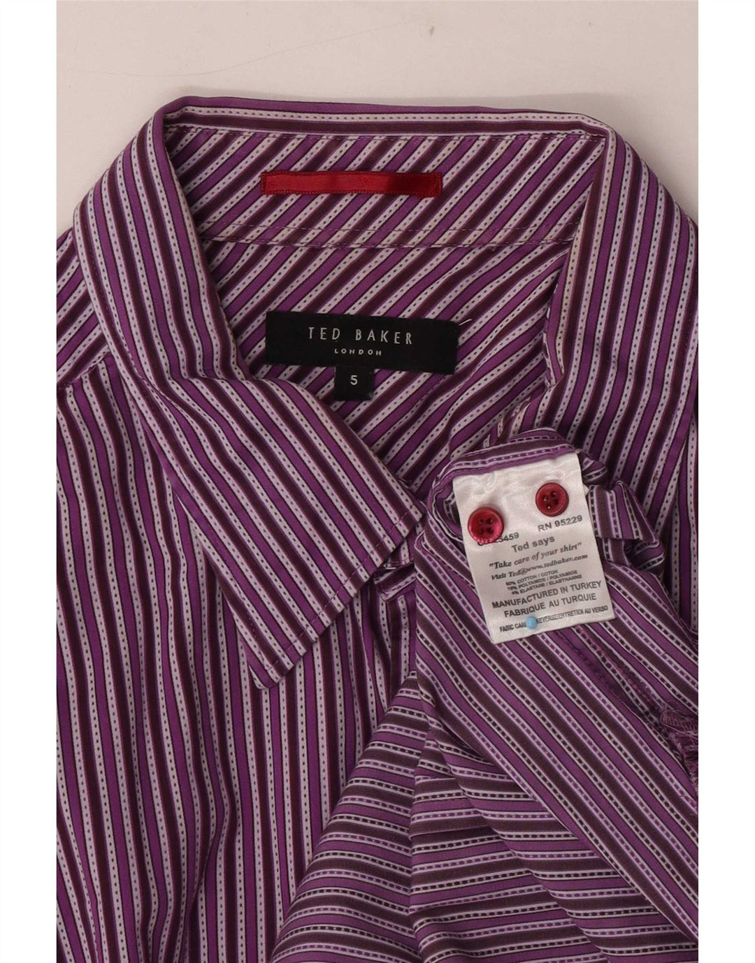 Ted Baker herreskjorte str. 5 XL Lilla nålestribet bomuld