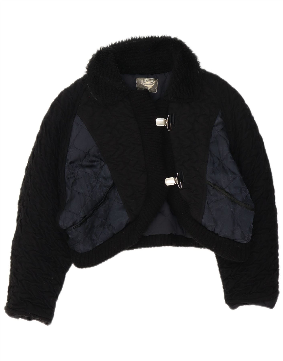 Vintage Bolero-jakke til kvinder UK 14 Medium Black Colourblock