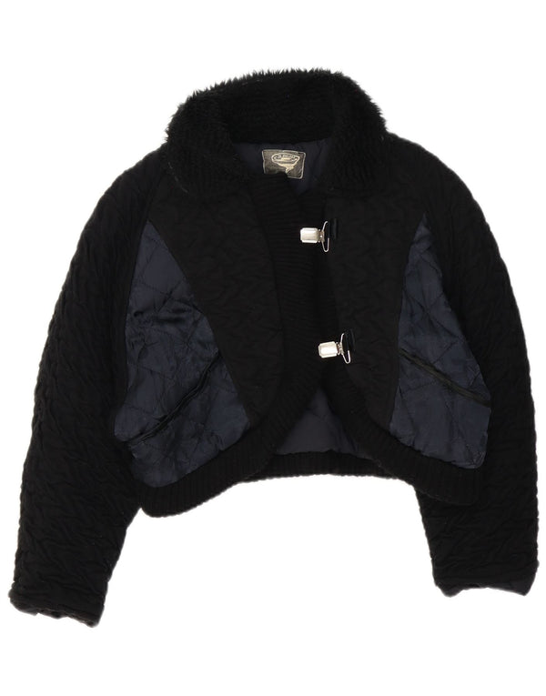 Vintage Bolero-jakke til kvinder UK 14 Medium Black Colourblock