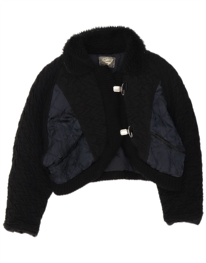 Vintage Bolero-jakke til kvinder UK 14 Medium Black Colourblock