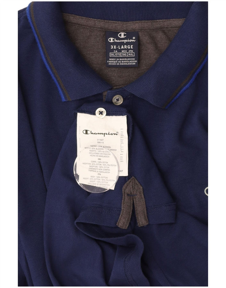 CHAMPION Mens Polo Shirt 3XL Navy Blue Cotton