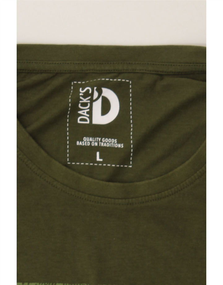 DACK'S Mens Graphic T-Shirt Top Large Green Vintage Dack's and Second-Hand Dack's from Messina Hembry 