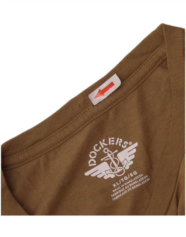 Dockers Herre grafisk T-shirt top XL brun bomuld