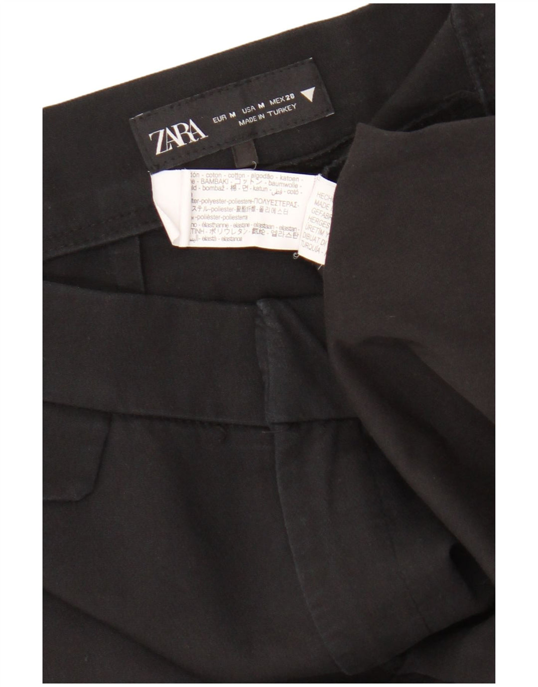 Zara Dame Bootcut Cropped Trousers Medium W28 L25 Sort Bomuld