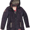 Superdry, grafisk polstret hættefrakke til kvinder UK 14 Medium Navy Blue Winter