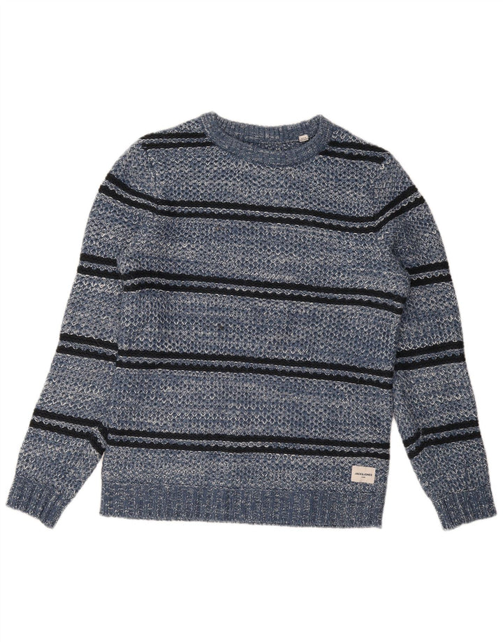Jack & Jones herre rund hals sweater stor blå stribet akryl