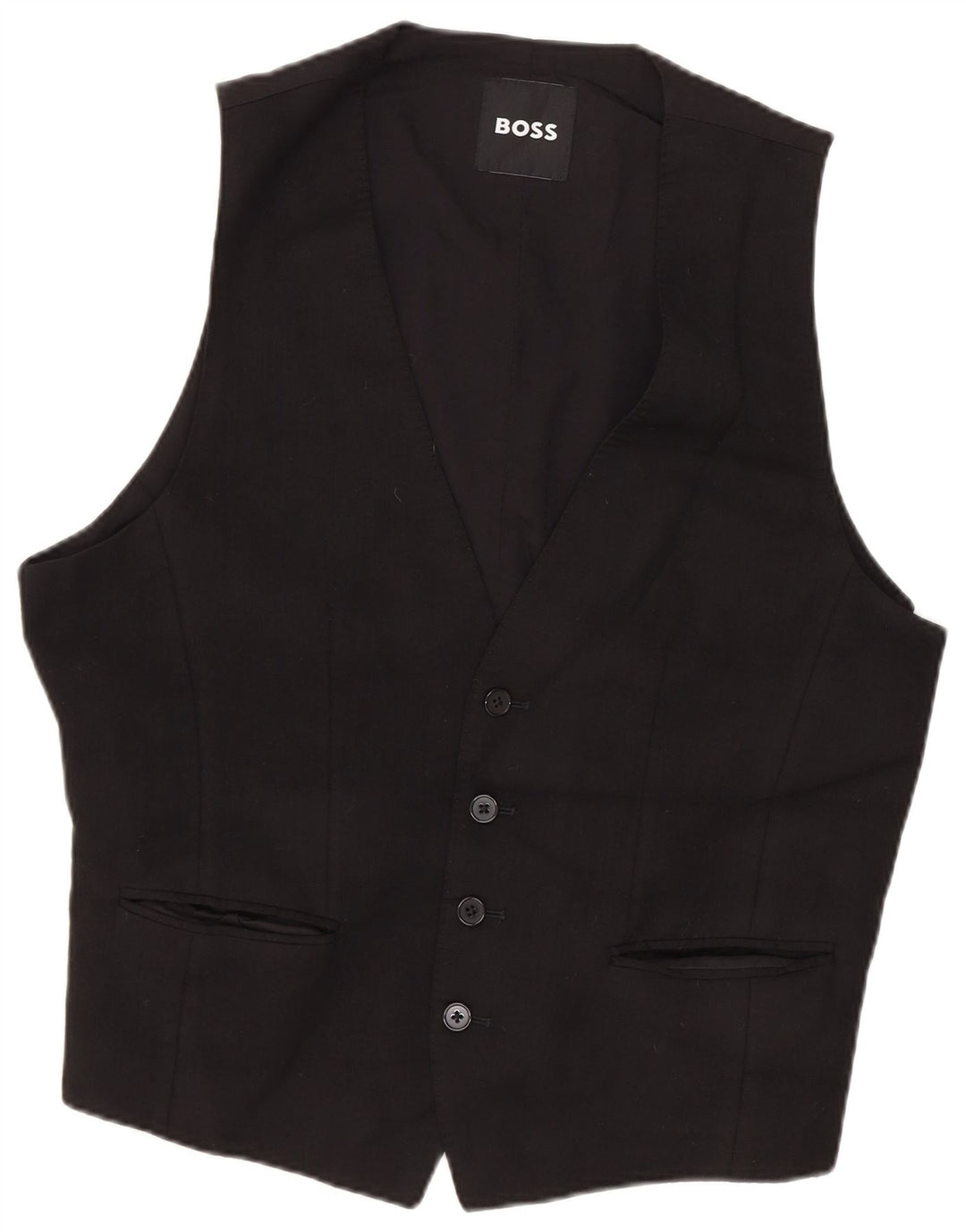 HUGO BOSS Herrevest IT 46 Small Black Virgin Wool