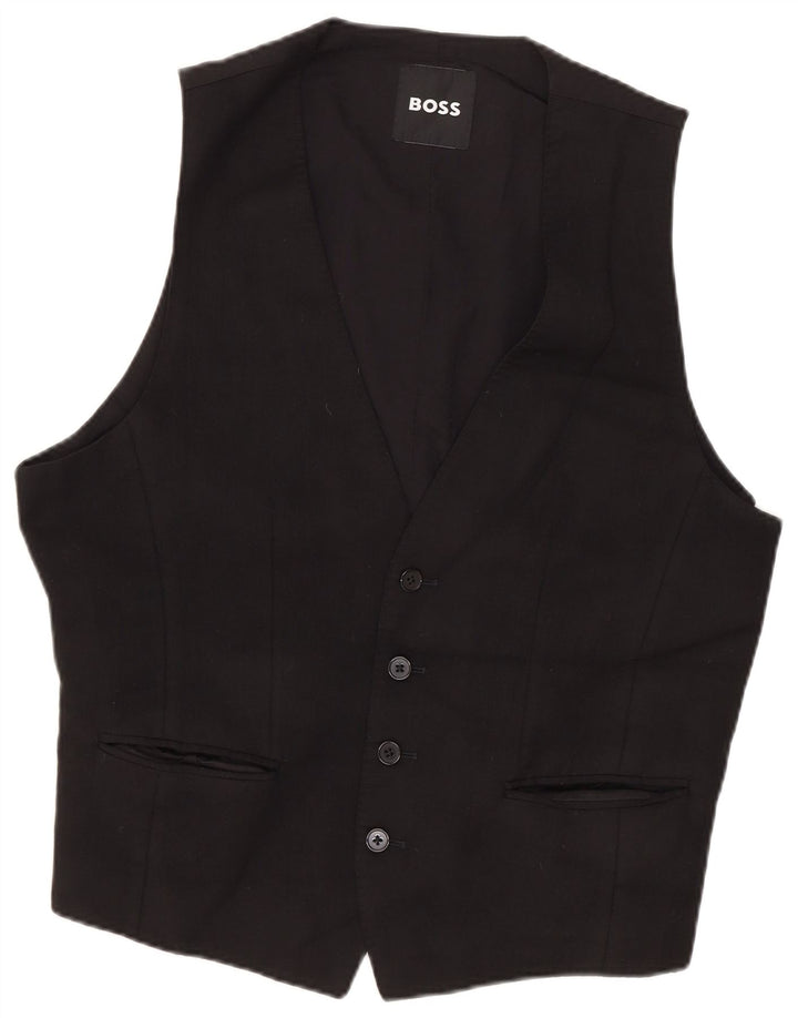 HUGO BOSS Herrevest IT 46 Small Black Virgin Wool
