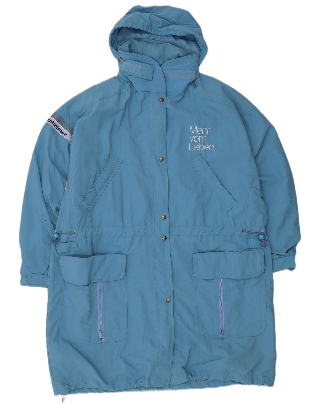 Tactel Dame Hætte Oversized Windbreaker Frakke UK 10 Small Blue Polyamide
