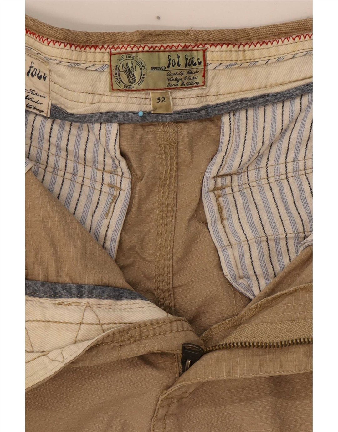 Fat Face Herre Cargo Bermuda Shorts W32 Medium Beige Bomuld