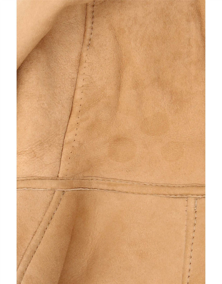 Vintage Dame Hætte Shearling Jacket UK 12 Medium Beige
