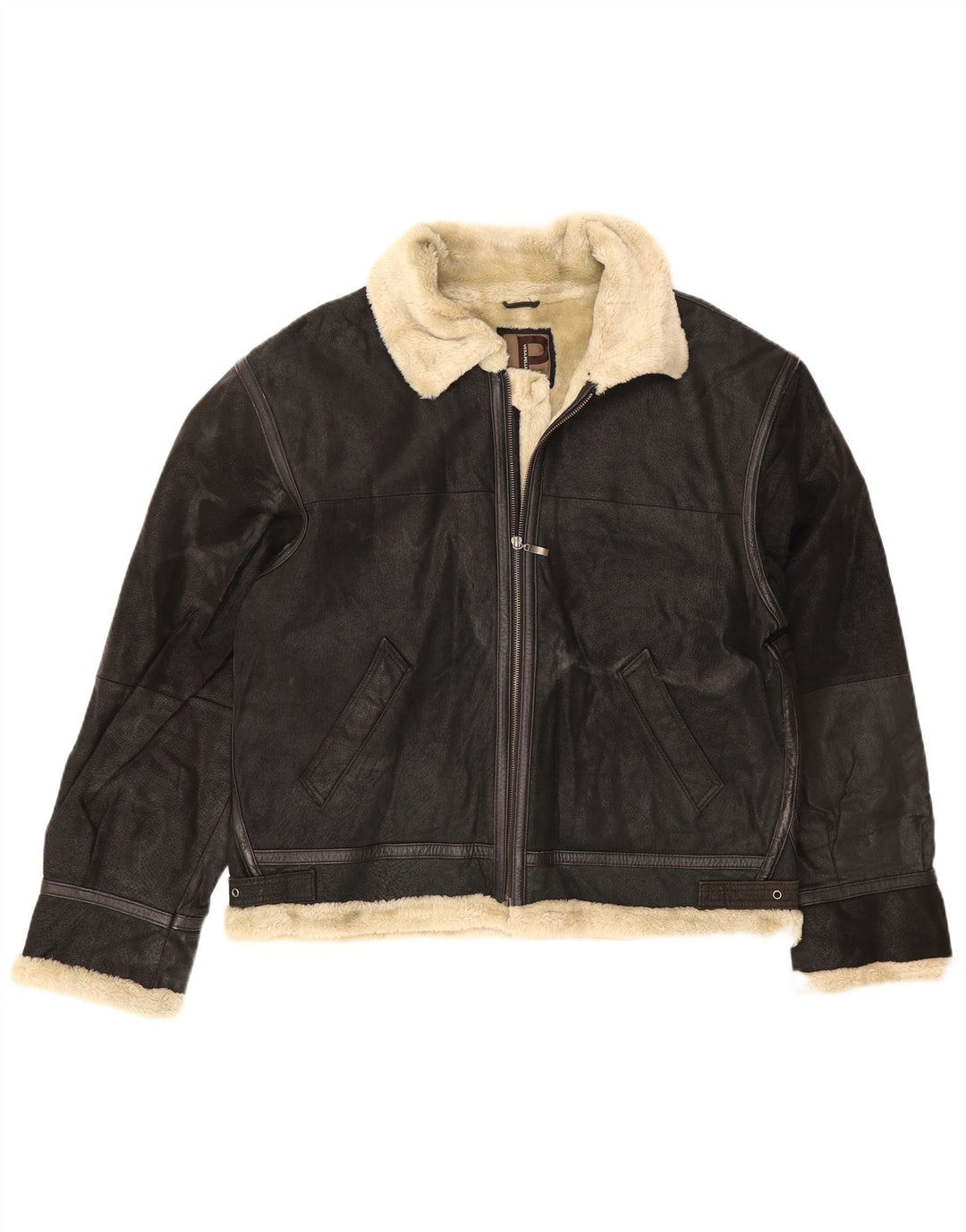Conbipel Herre Shearling Jacket UK 42 XL sort læder