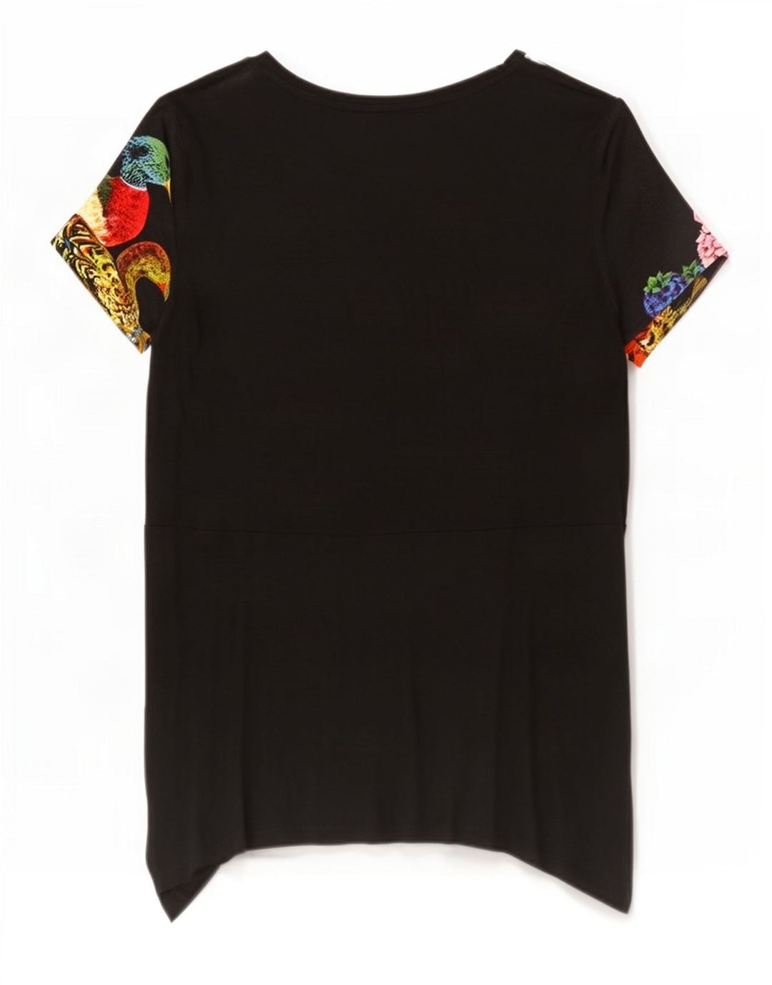 Desigual Womens Peacocks Grafisk Tunika Top UK 12 Medium Black Floral