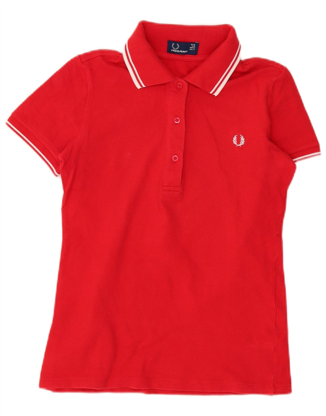 Fred Perry Dame Polo Shirt UK 10 Lille Rød Bomuld