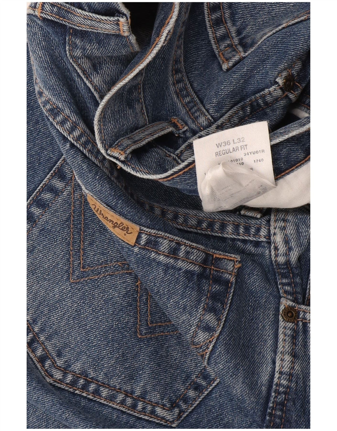 Wrangler Herre Regular Fit Straight Jeans W36 L32 Blå Bomuld