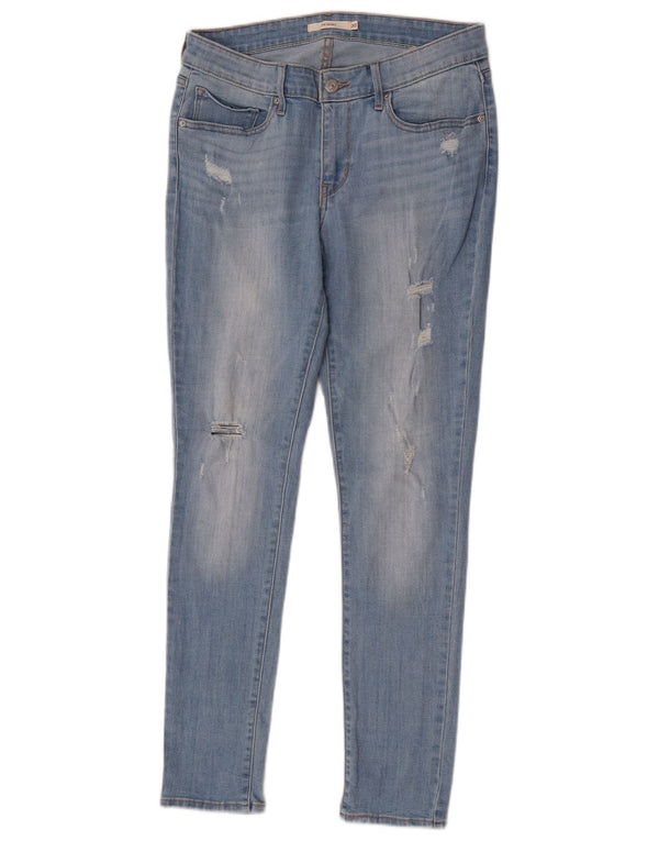 Levi's Womens 711 Distressed Skinny Jeans W30 L30 Blue Cotton