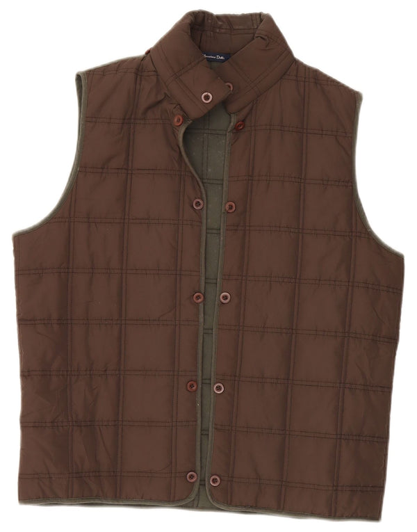 Massimo Dutti Herre Liner Quiltet Gilet UK 36 Small Brown Bomuld