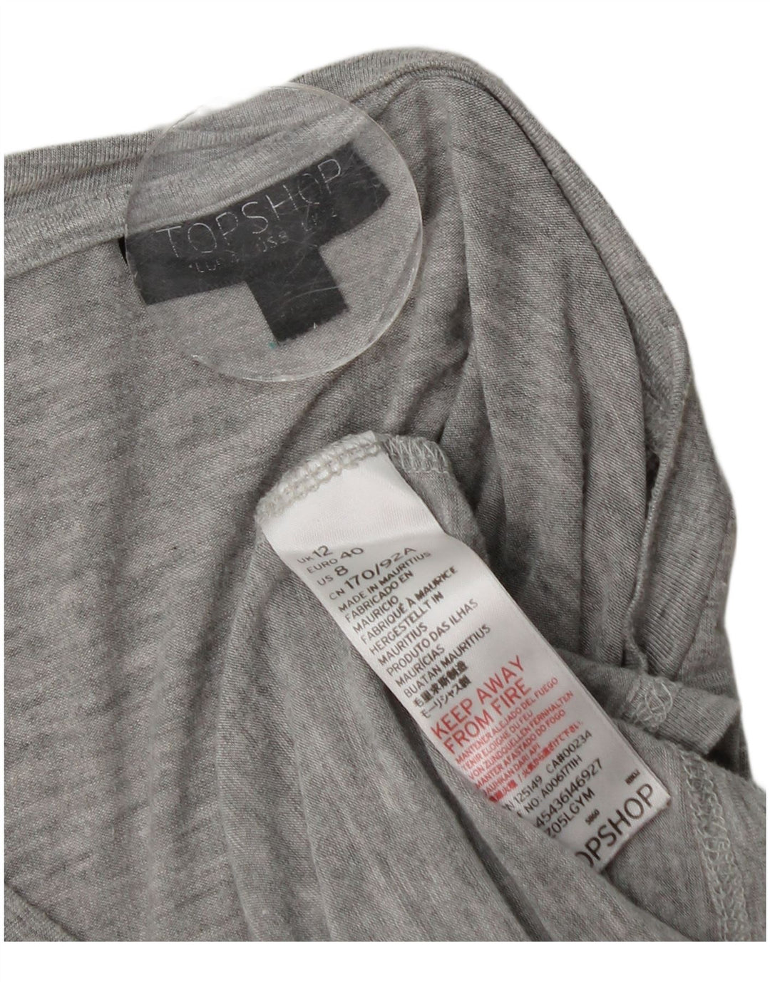 Topshop Dame Flæse Front Top Langærmet UK 12 Medium Grå Flecked
