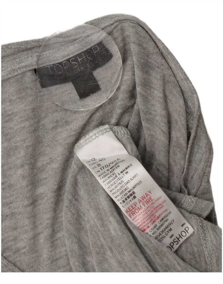 Topshop Dame Flæse Front Top Langærmet UK 12 Medium Grå Flecked