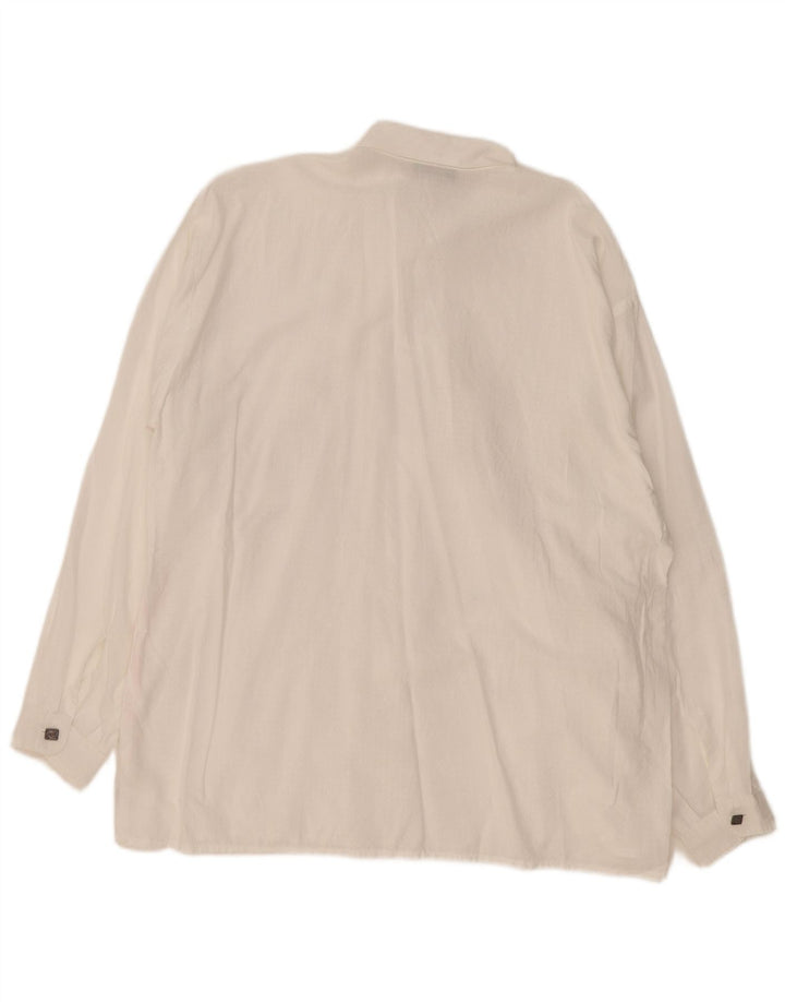 Vintage Herre Pullover Shirt Stor Hvid Plettet