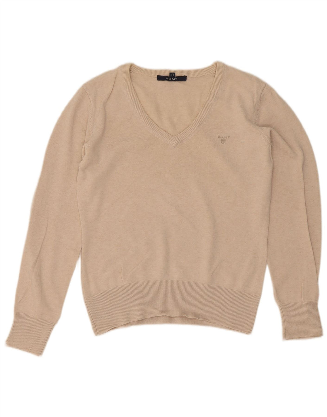 Gant Dame V-hals sweater UK 12 Medium Beige Bomuld