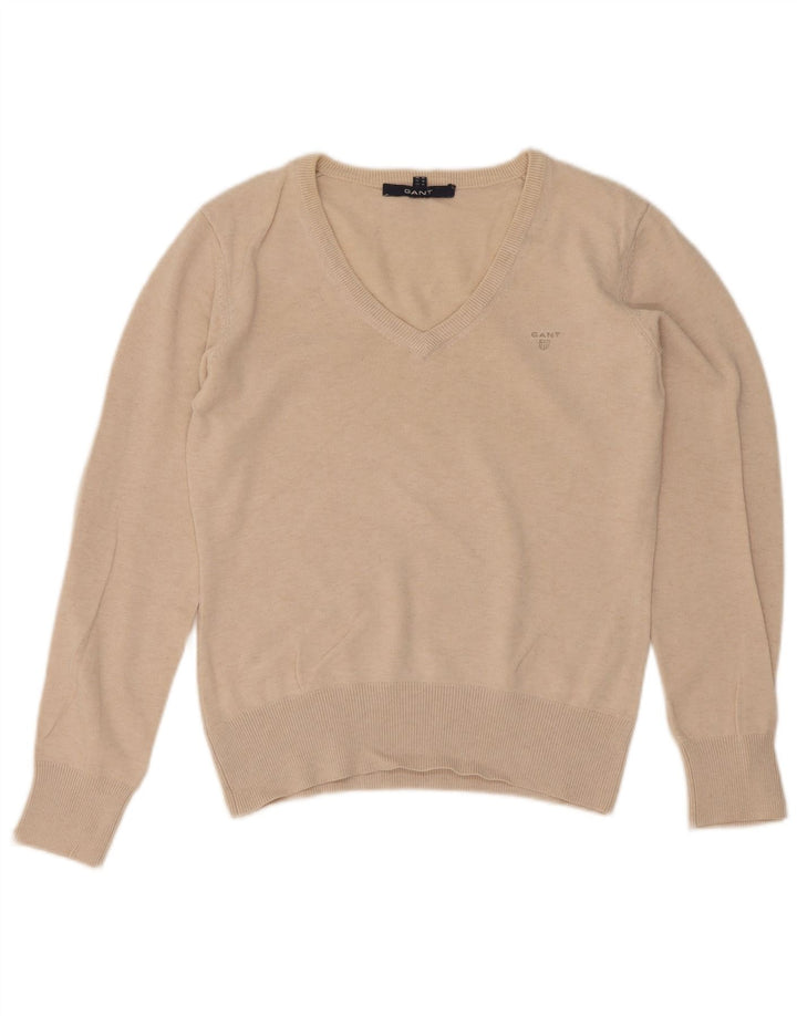 Gant Dame V-hals sweater UK 12 Medium Beige Bomuld