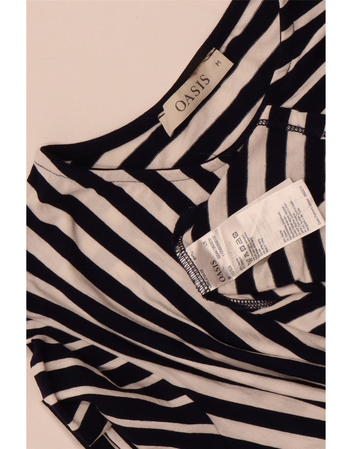 Oasis Womens Front Tie Asymmetrisk Kjole UK 12 Mellem marineblå stribet