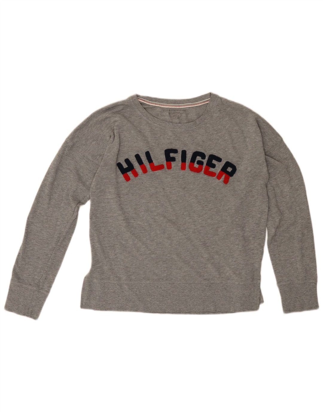 Tommy Hilfiger Dame Grafisk Sweatshirt Jumper UK 10 Small Grey Flecked